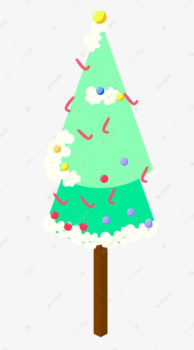 2.5d扁平化树木手绘插画