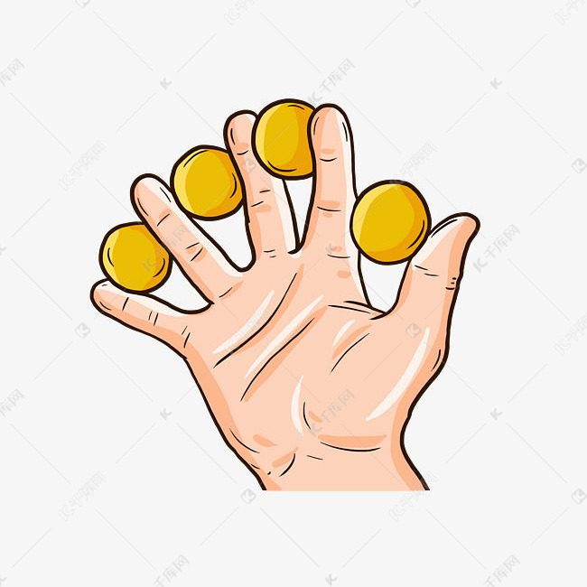 手绘卡通五指张开球