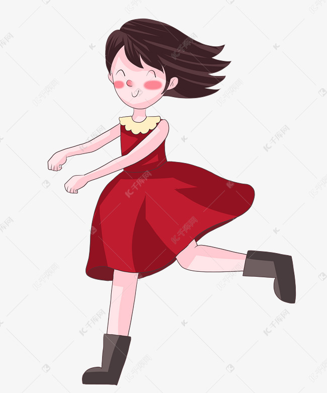 卡通手绘跳舞的女生素材图片免费下载-千库网