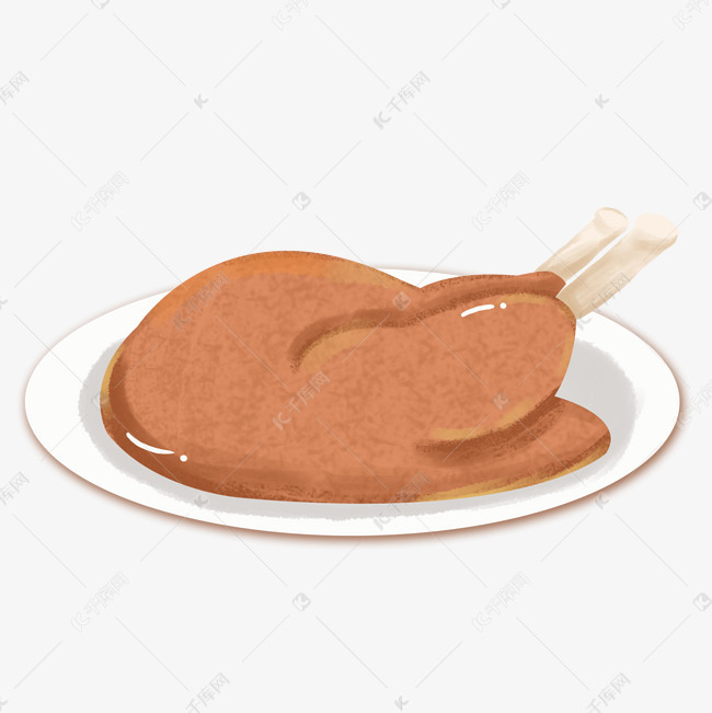 手绘美食鸡肉卡通元素