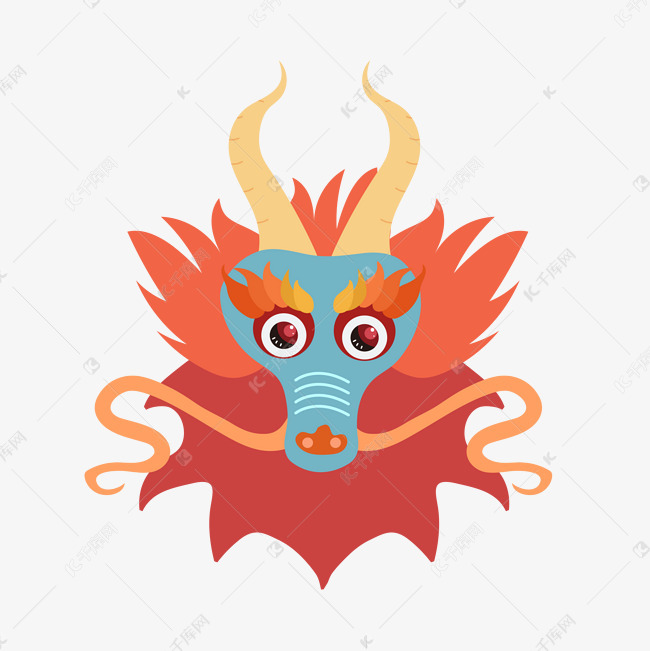 手绘春节的龙头插画