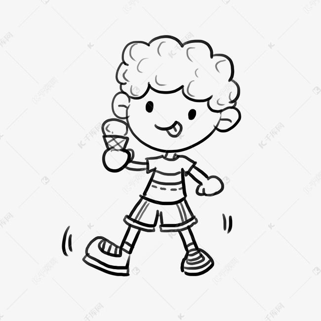 儿童节简笔速写手绘生日吃冰淇淋