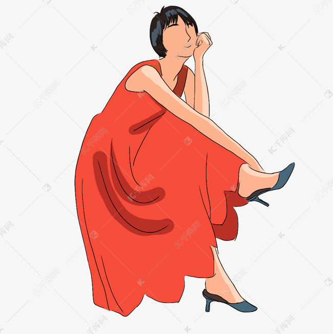穿红色连衣裙的女人