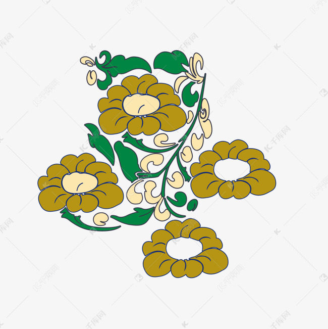 四朵手绘的植物花卉下载