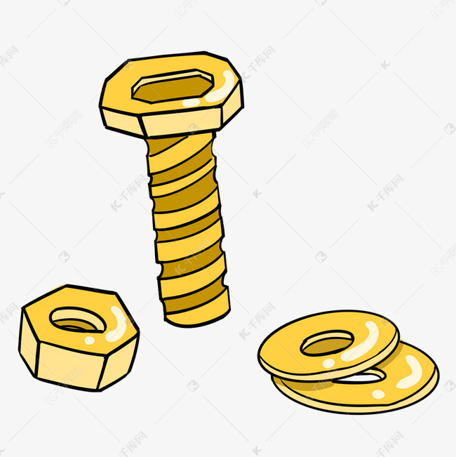 黄色的螺丝装饰插画