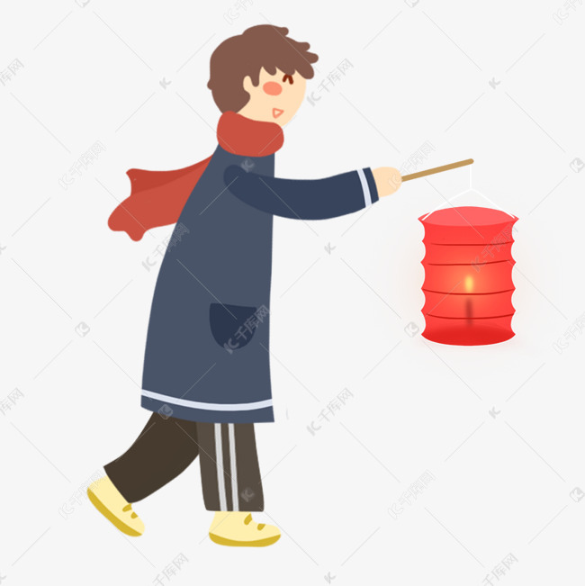 提着灯笼的男孩免抠png素材