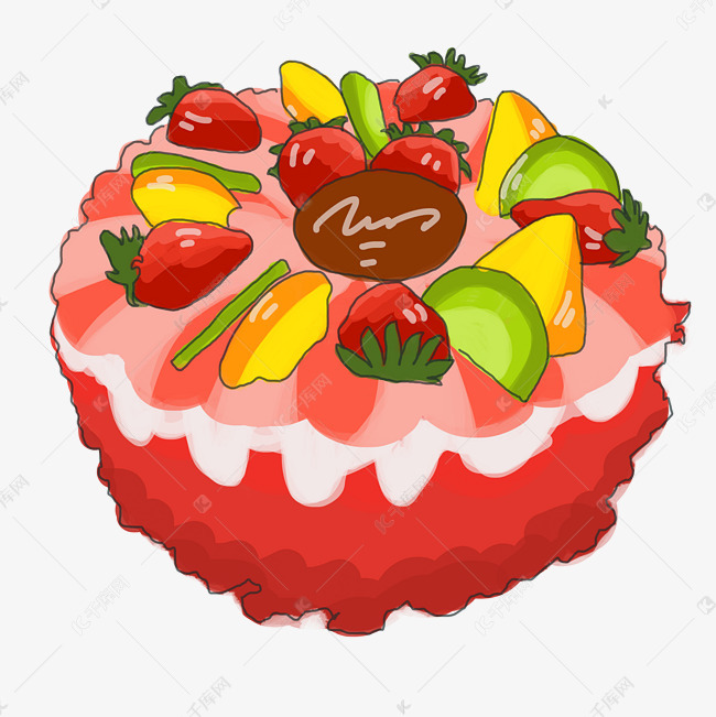 插画手绘水果蛋糕