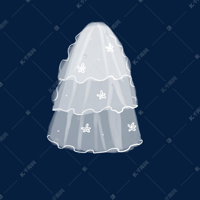 白色可爱层层叠浪漫头纱