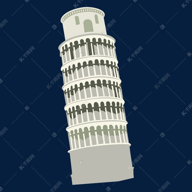 矢量手绘意大利比萨斜塔免抠