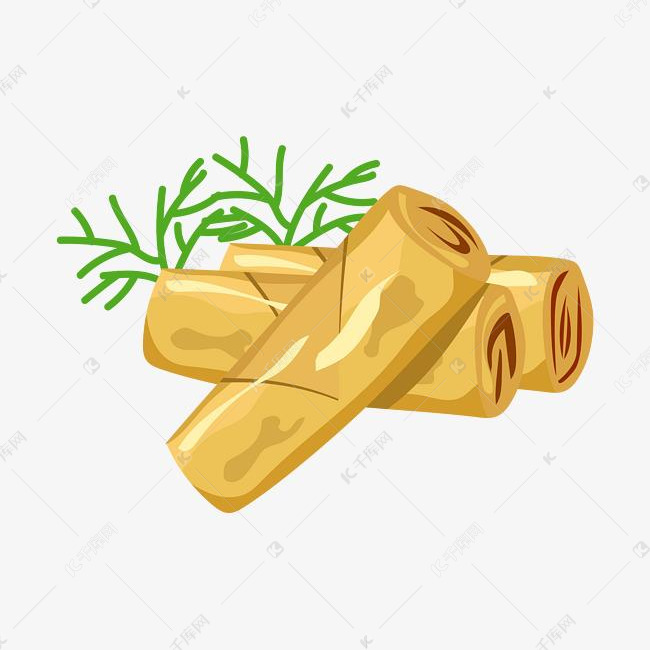 黄色的春卷手绘