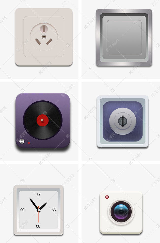 ui图标6个实物拟物风格