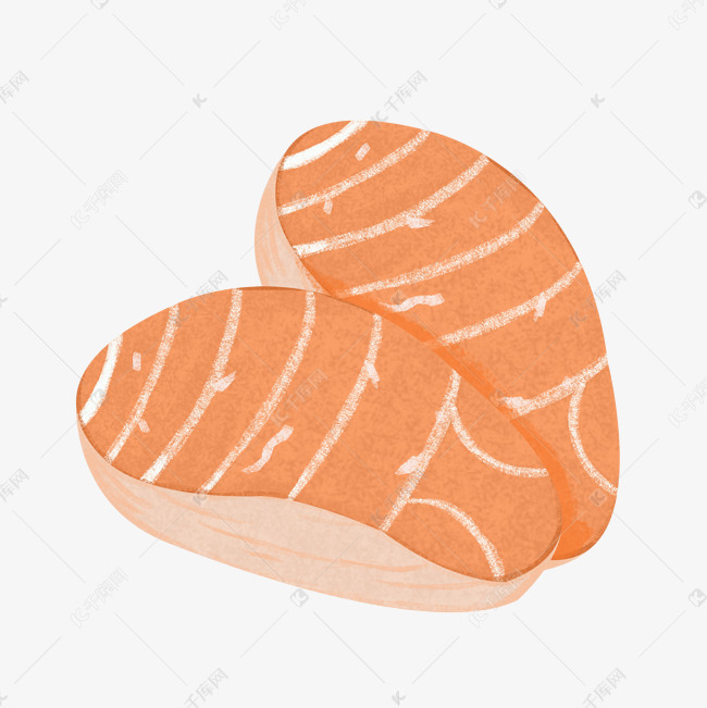 卡通生鱼片食物手绘素材