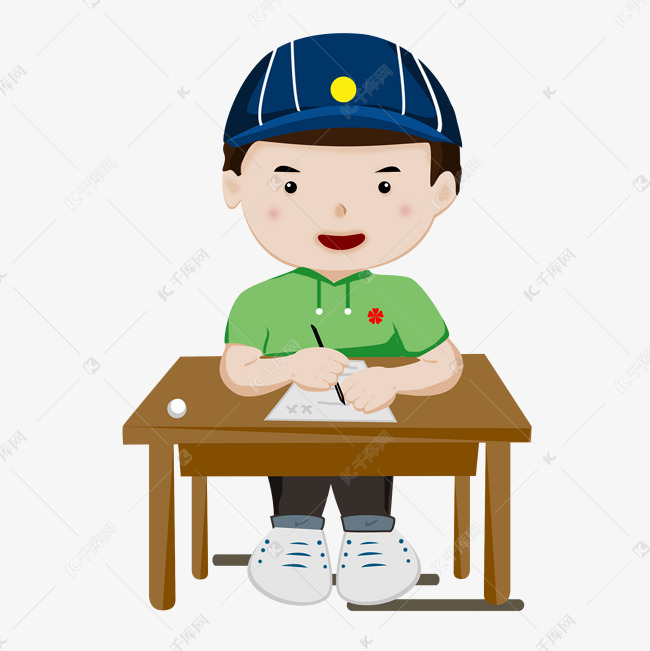 卡通认真上课写作业男孩素材图片免费下载-千库网