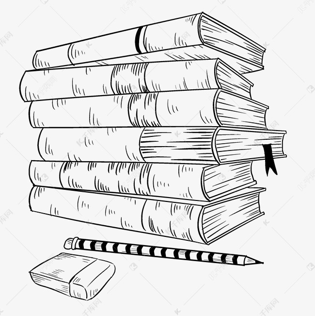 手绘书本线描插画