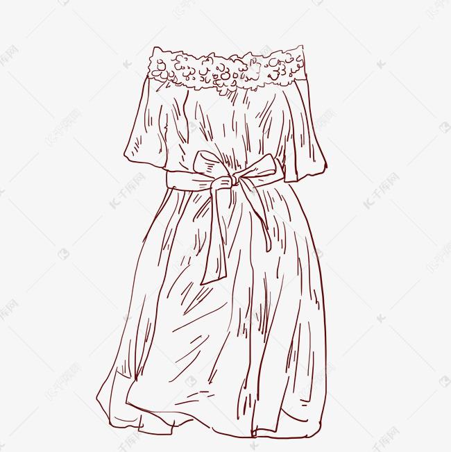 手绘线描裙子