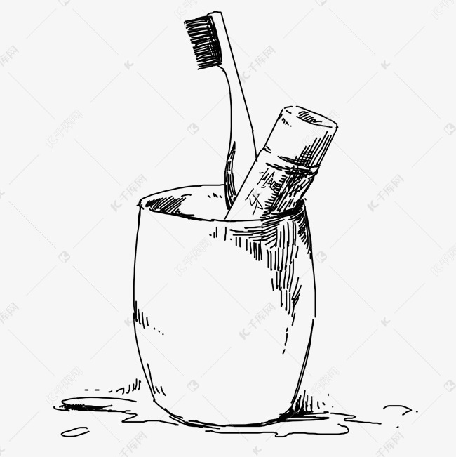 线描牙膏手绘插画