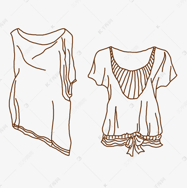 手绘线描t恤服装
