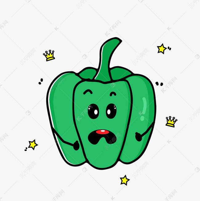 手绘卡通绿色青椒