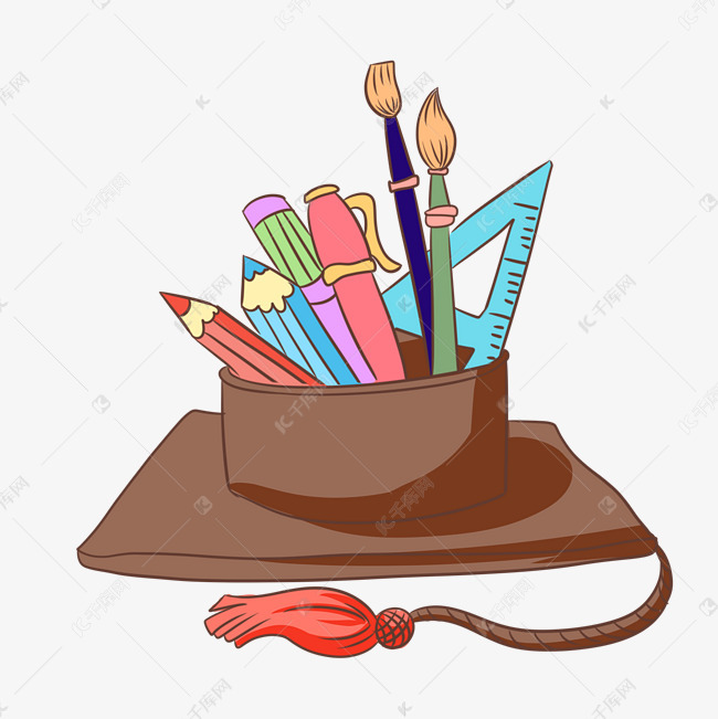 黄色的笔筒手绘插画