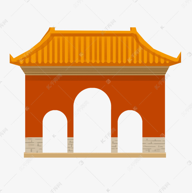 漂亮的大红门手绘插画