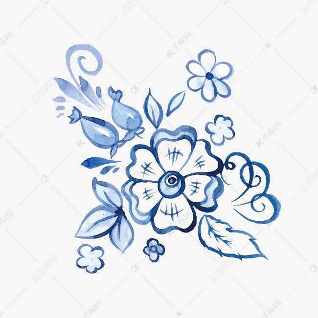 蓝色青花图案下载