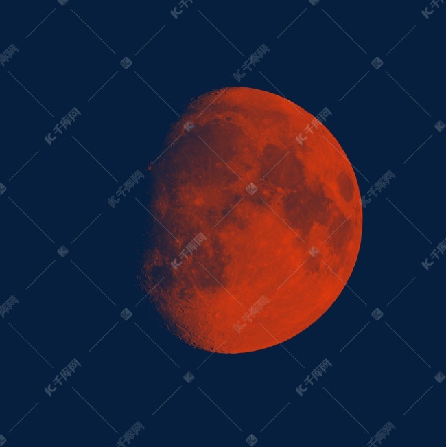 红色残缺美丽月亮