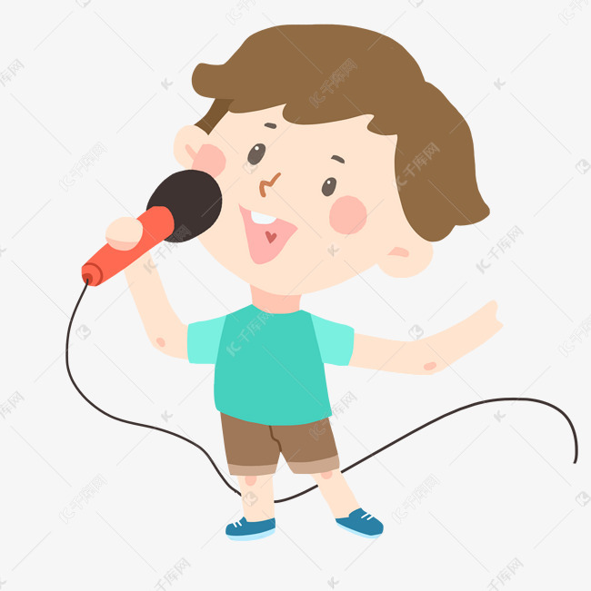 拿着麦克风唱歌的男孩免抠png