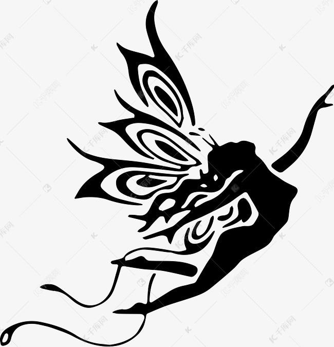 黑色矢量蝴蝶仙子