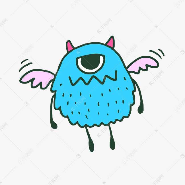 卡通独眼的翅膀小恶魔矢量素材