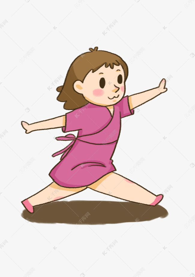 妈妈练习瑜伽卡通手绘