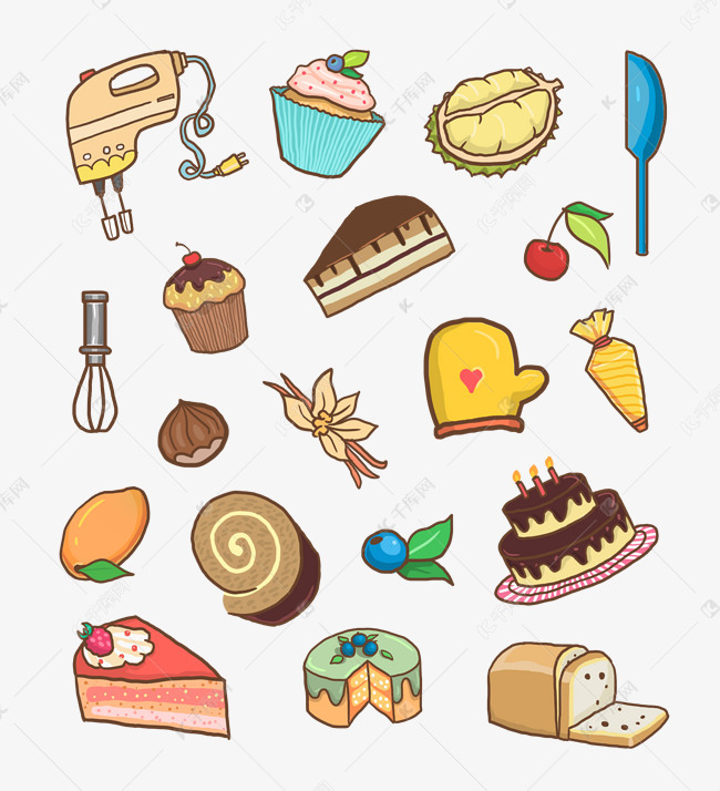 节日蛋糕甜点水果点心烘焙q版可