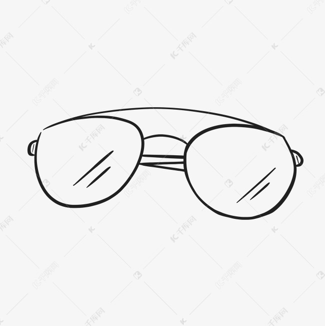 眼镜手绘黑白线稿素材