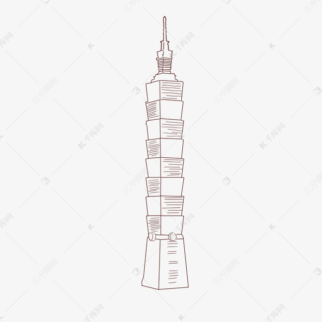 线描摩天大楼