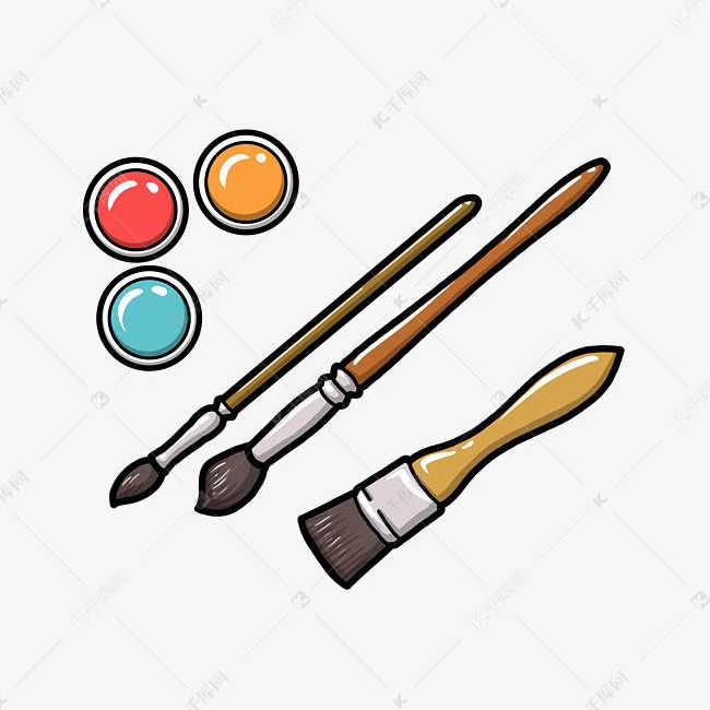 手绘画笔和颜料插画