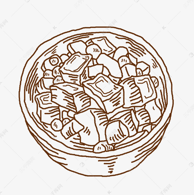 线描地三鲜手绘插画