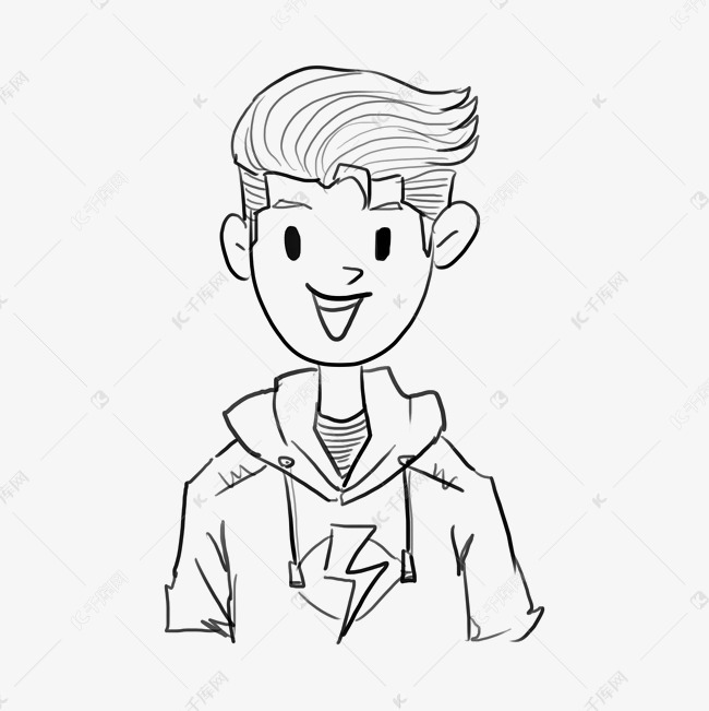 手绘线条简笔漫画人物富二代花样