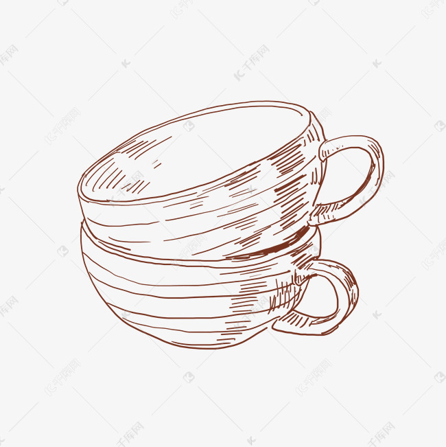 线描小碗餐具
