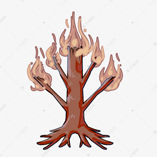 火苗形状树木插画