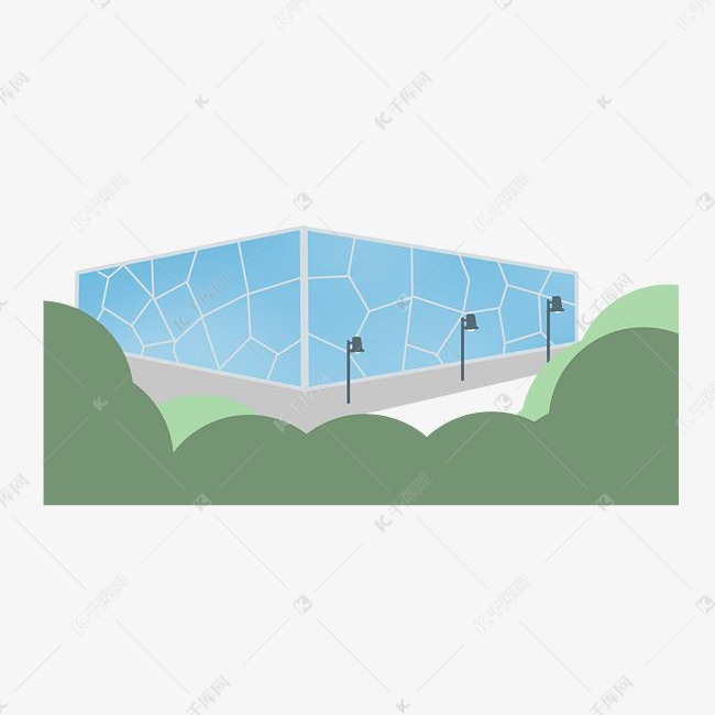 地标性建筑水立方插画