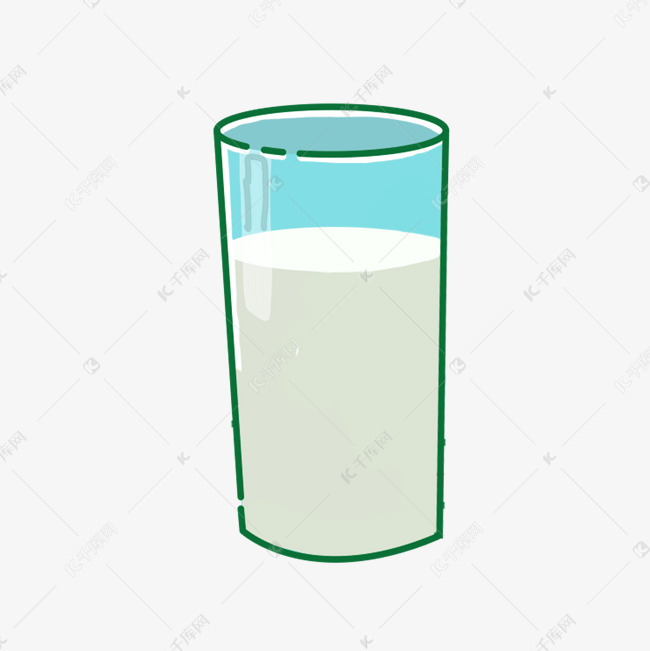 玻璃杯里的牛奶卡通png素材