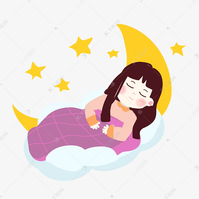 世界睡眠日卡通女生睡觉png素材