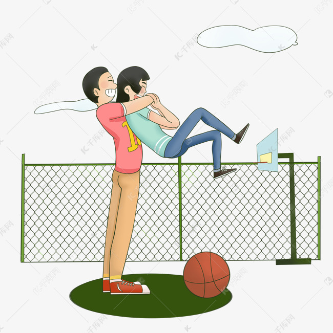 篮球式秀恩爱人物插画