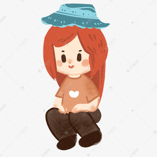 蹲坐着的女孩