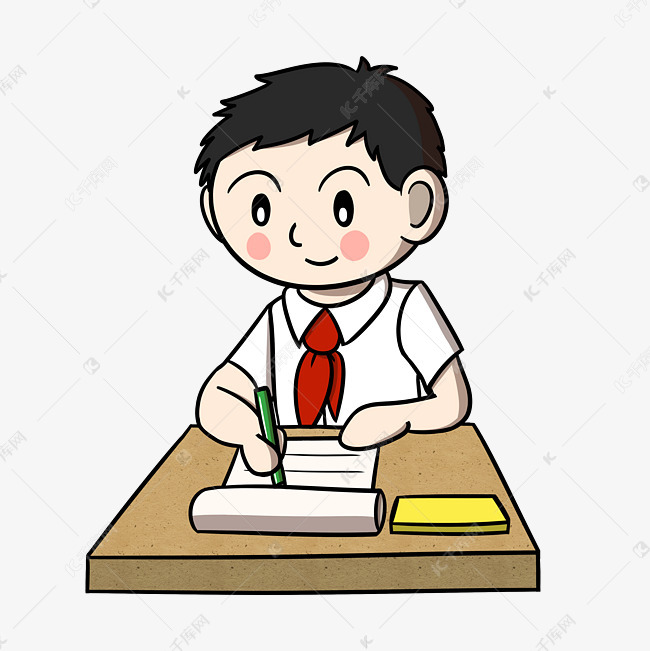 卡通小学生写作业png透明底素材图片免费下载-千库网