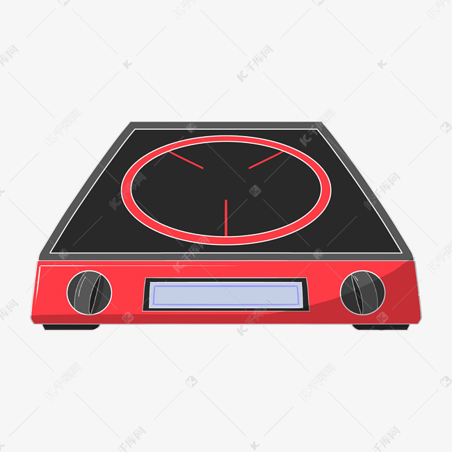 手绘红色电磁炉