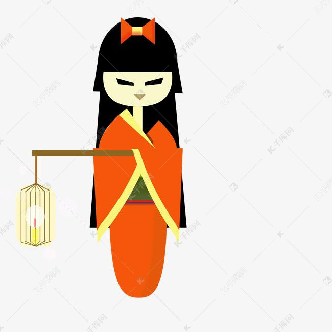 提灯笼小女孩扁平免抠图素材图片免费下载-千库网