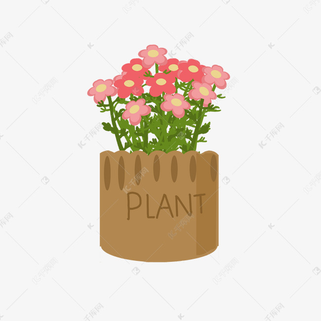 手绘植物花盆栽素材图片免费下载 高清卡通手绘psd 千库网 图片编号
