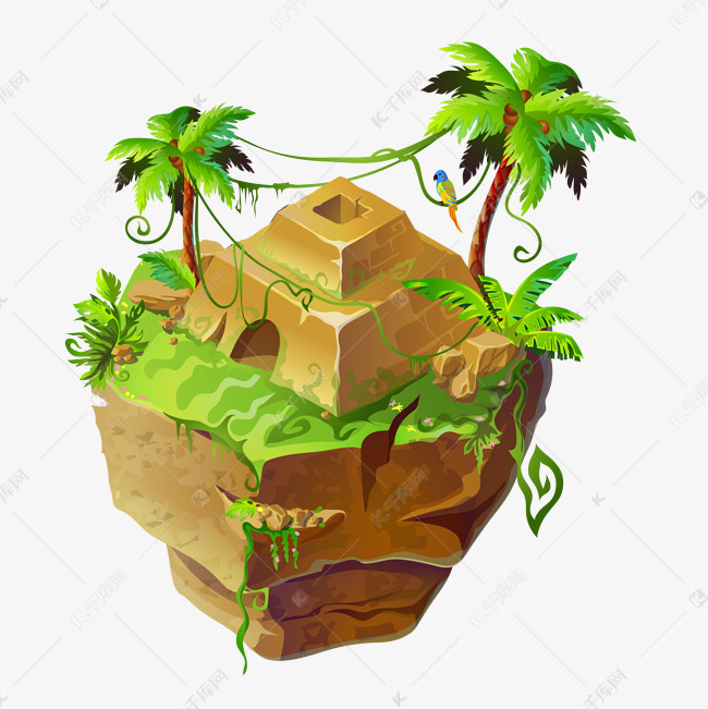 动漫悬浮岛屿的效果元素