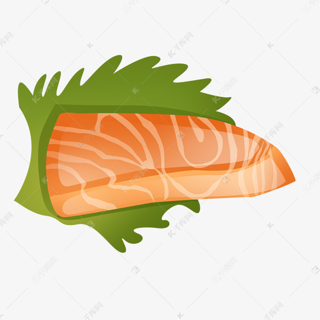 一块美味手绘料理生鱼片三文鱼p