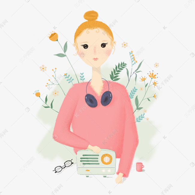 拿着收音机的音乐老师免抠图